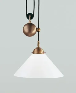 Hängelampen|Bürolampen*Berliner Messingleuchten Blendarme Pendelleuchte Messing Glas E27 L:30 cm