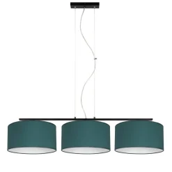 Bürolampen|Wohnzimmerlampen*Belis Blendarme Pendelleuchte Stoff Schwarz Grün E27 L:100 cm