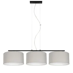 Belis Blendarme Pendelleuchte Stoff Schwarz Grau E27 L:100 cm< Bürolampen|Wohnzimmerlampen