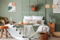 Hängelampen|Bürolampen*Belis Blendarme Pendelleuchte Stoff Braun E27 50 cm länglich