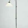 Berliner Messingleuchten Blendarme Stehlampe Messing Antik Glas Elfenbein 160 cm< Wohnzimmerlampen|Metall Lampen