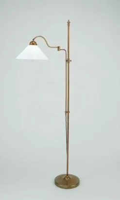 Berliner Messingleuchten Blendarme Stehleuchte Berliner Messing Glas E27 160 cm< Wohnzimmerlampen|Metall Lampen