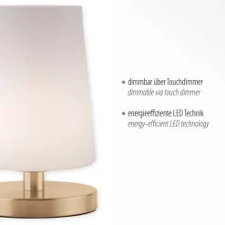 Wohnzimmerlampen|Schlafzimmer Lampen*Paul Neuhaus Blendarme Tischlampe dimmbar Touch Glas G9 inklusive