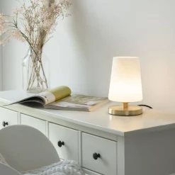 Wohnzimmerlampen|Schlafzimmer Lampen*Paul Neuhaus Blendarme Tischlampe dimmbar Touch Glas G9 inklusive