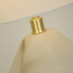 Searchlight Blendarme Tischlampe Harz Stoff 55,5 cm wohnlich Weiß< Wohnzimmerlampen|Stofflampen