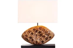 Invicta Interior Blendarme Tischlampe Stoff Akazie Kautschuk wohnlich< Tischlampen|Schlafzimmer Lampen