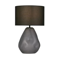 Searchlight Blendarme Tischleuchte Glas Stoff 44,5 cm E27 Schwarz< Wohnzimmerlampen|Glaslampen