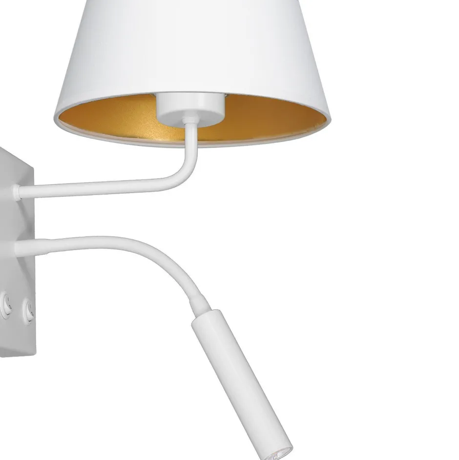 Wandleuchten|Schlafzimmer Lampen*Luminex Blendarme Wandlampe Weiß Gold Stoff Lesearm E27 G9