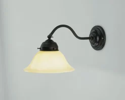 Wohnzimmerlampen|Küchenlampen*Berliner Messingleuchten Blendarme Wandleuchte Echt-Messing Glas E27 Elfenbein