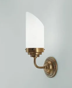 Berliner Messingleuchten Blendarme Wandleuchte Messing Glas wohnlich E27 T:14 cm< Wohnzimmerlampen|Glaslampen