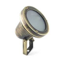 Industrie Lampen|Vintage Lampen*Andromeda Bodenleuchte außen schwenkbar Messing Glas 10 cm hoch IP64