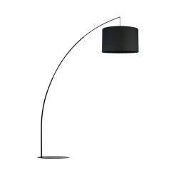TK Lighting Bogenleuchte Schwarz Metall Stoff 245 cm hoch XXL E27< Stofflampen|Moderne Lampen