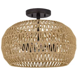 Deckenleuchten|Flurlampen*Elstead Boho Deckenlampe Seil Metall D: 40,6 cm rund 3x E27 Modern