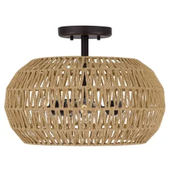 Deckenleuchten|Flurlampen*Elstead Boho Deckenlampe Seil Metall D: 40,6 cm rund 3x E27 Modern