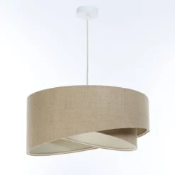 BPS Koncept Boho Hängelampe Stoff D: 50 cm rund E27 Natur Modern INGRAM< Bürolampen|Schlafzimmer Lampen