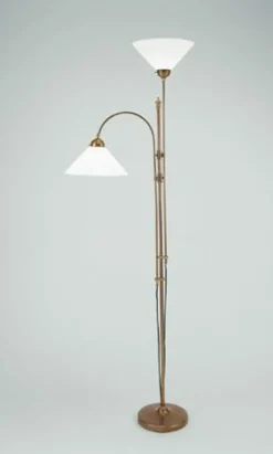 Berliner Messingleuchten Deckenfluter Berliner Messing Glas E27 200 cm blendarm< Wohnzimmerlampen|Metall Lampen