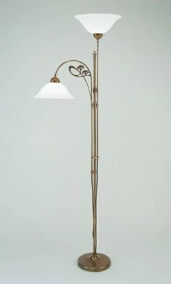 Berliner Messingleuchten Deckenfluter Glas Berliner Messing E27 200 cm blendarm< Wohnzimmerlampen|Metall Lampen