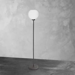 Bürolampen|Lampen Aus Aller Welt*Giovanni Battista Deckenfluter klein 152 cm Messing Glas E27 in Bronze Weiß