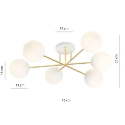Emibig Deckenlampe ANNETTA Metall Glas Kugel Schirme< Deckenleuchten|Flurlampen