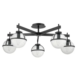 Elstead Deckenlampe Bad IP44 81,3 cm breit E14 Schwarz Metall Glas< Deckenleuchten|Badezimmer Lampe