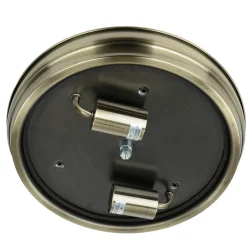 Glaslampen|Rustikale Lampen*Searchlight Deckenlampe Badezimmer Ø 35 cm IP44 Messing Antik Weiß 2x E27