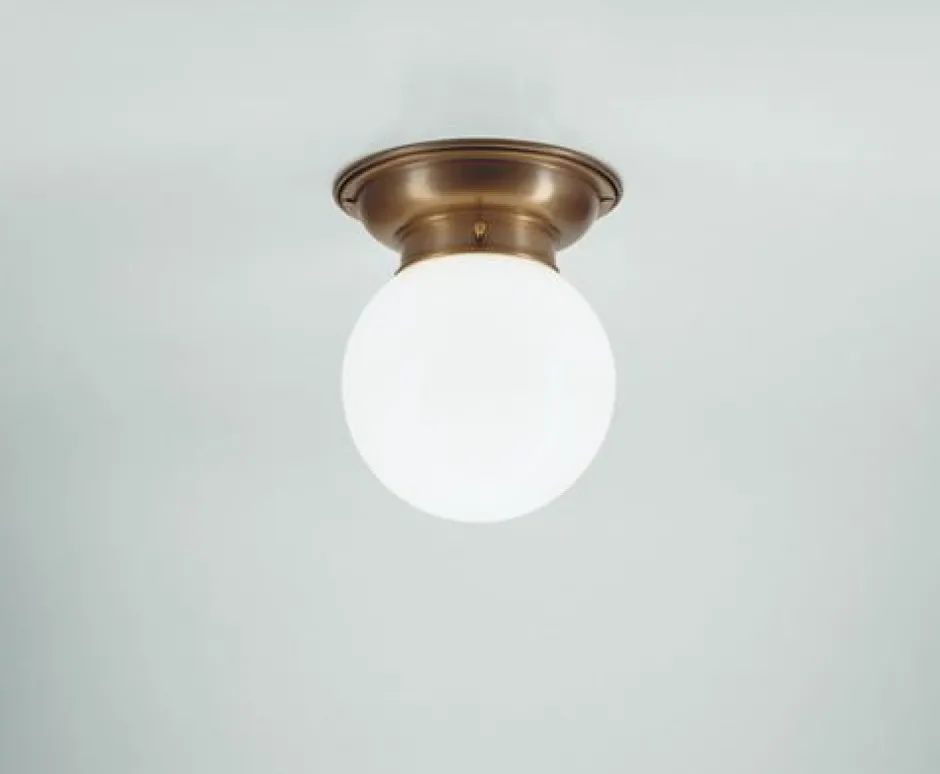 Flurlampen|Bürolampen*Berliner Messingleuchten Deckenlampe Berliner Messing Glaskugel E27 Ø16 cm rund