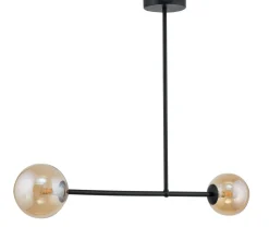 Deckenleuchten|Kugellampen*Sigma Deckenlampe Bernstein Glas Metall 2-flammig G9 blendarm