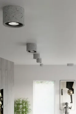 Betonlampen|Moderne Lampen*Sollux Deckenlampe Beton klein Ø 14 cm H: 9 cm GU10