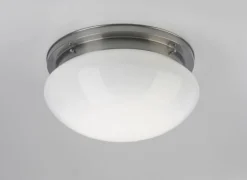 Berliner Messingleuchten Deckenlampe blendarm Messing in Nickel Glas Ø41 cm E27< Flurlampen|Bürolampen