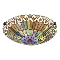 Deckenleuchten|Flurlampen*Elstead Deckenlampe Buntglas Ø 42 cm rund 2x E27 Tiffany Stil