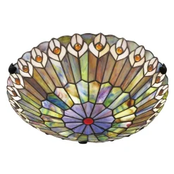 Deckenleuchten|Flurlampen*Elstead Deckenlampe Buntglas Ø 42 cm rund 2x E27 Tiffany Stil