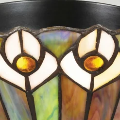 Deckenleuchten|Flurlampen*Elstead Deckenlampe Buntglas Ø 42 cm rund 2x E27 Tiffany Stil