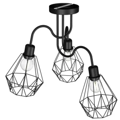 Deckenleuchten|Wohnzimmerlampen*Luminex Deckenlampe Draht Schirm Schwarz Retro Design E27