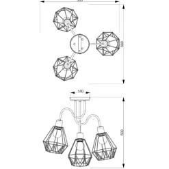 Deckenleuchten|Wohnzimmerlampen*Luminex Deckenlampe Draht Schirm Schwarz Retro Design E27
