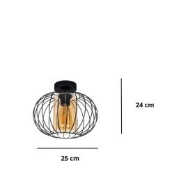 Flurlampen|Bürolampen*Belis Deckenlampe E27 Ø25 cm Schwarz Honig blendarm Retro