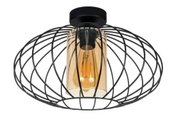 Flurlampen|Bürolampen*Belis Deckenlampe E27 Ø34 cm Schwarz Honig blendarm Retro