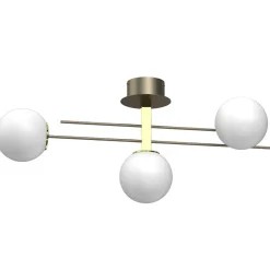 Luminex Deckenlampe E27 Glaskugeln Metall in Gold Weiß L:88 cm< Deckenleuchten|Badezimmer Lampe