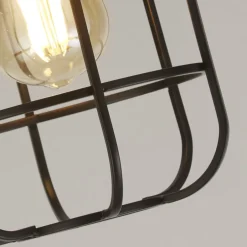 Wohnzimmerlampen|Esszimmer Lampen*Searchlight Deckenlampe E27 Holz Metall Draht B:15 cm Industrial