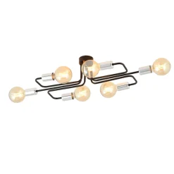 Deckenleuchten|Flurlampen*Emibig Deckenlampe flach Metall 6-flammig Retro 55 cm lang