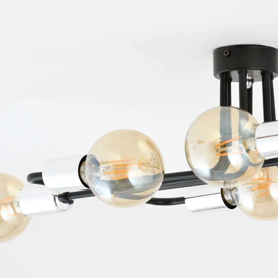 Deckenleuchten|Flurlampen*Emibig Deckenlampe flach Metall 6-flammig Retro 55 cm lang