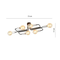 Deckenleuchten|Flurlampen*Emibig Deckenlampe flach Metall 6-flammig Retro 55 cm lang