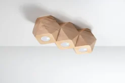 Holzlampen|Moderne Lampen*Sollux Deckenlampe 3-flammig 36 cm klein Holz GU10 wohnlich