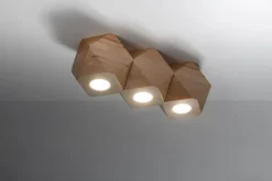 Holzlampen|Moderne Lampen*Sollux Deckenlampe 3-flammig 36 cm klein Holz GU10 wohnlich