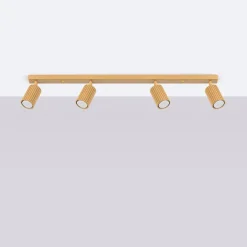 Flurlampen|Wohnzimmerlampen*Sollux Deckenlampe 4-flammig 81 cm lang GU10 in Gold aus Aluminium