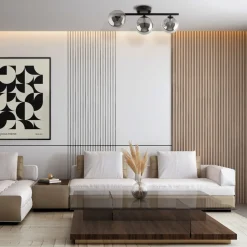 TK Lighting Deckenlampe 3-flammig 47 cm lang Schwarz Grau G9 Rauchglas< Glaslampen|Metall Lampen