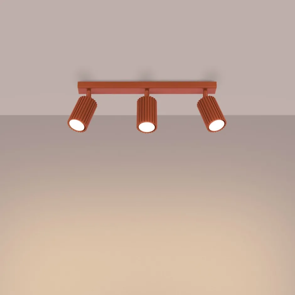 Flurlampen|Küchenlampen*Sollux Deckenlampe 3-flammig B: 45 cm klein GU10 Rot aus Aluminium