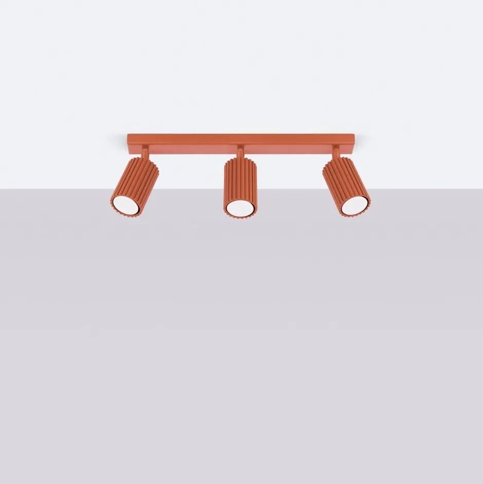 Flurlampen|Küchenlampen*Sollux Deckenlampe 3-flammig B: 45 cm klein GU10 Rot aus Aluminium