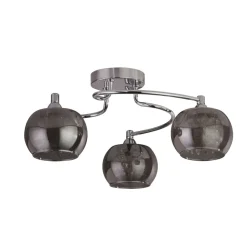 Searchlight Deckenlampe 3-flammig Chrom Rauchgrau G9 Glas Metall< Deckenleuchten|Flurlampen