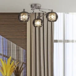 Searchlight Deckenlampe 3-flammig Chrom Rauchgrau G9 Glas Metall< Deckenleuchten|Flurlampen