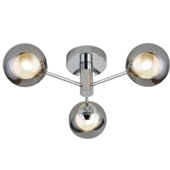 Deckenleuchten|Flurlampen*Searchlight Deckenlampe 3-flammig Chrom Rauchgrau G9 Glas Metall